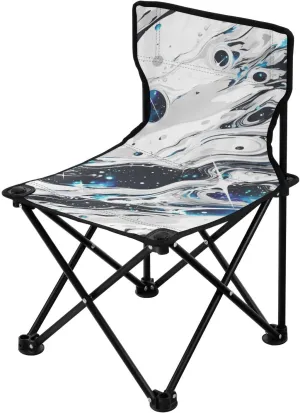 Silver-Blue Acid Irregular Fluid Collapsible Camping Chairs for Adults Ultralight Packable Chair with Carrying Bag Travel Chairs for Adults for Ice Fishing Outdoor