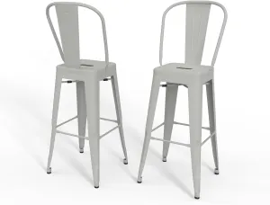 SIMPLIHOME Fletcher Industrial Metal 30 Inch Metal Bar Stool (Set of 2) in White, For the Dining Room and Kitchen