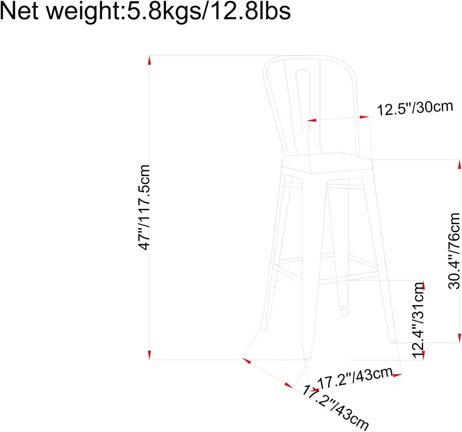 SIMPLIHOME Fletcher Industrial Metal 30 Inch Metal Bar Stool (Set of 2) in White, For the Dining Room and Kitchen