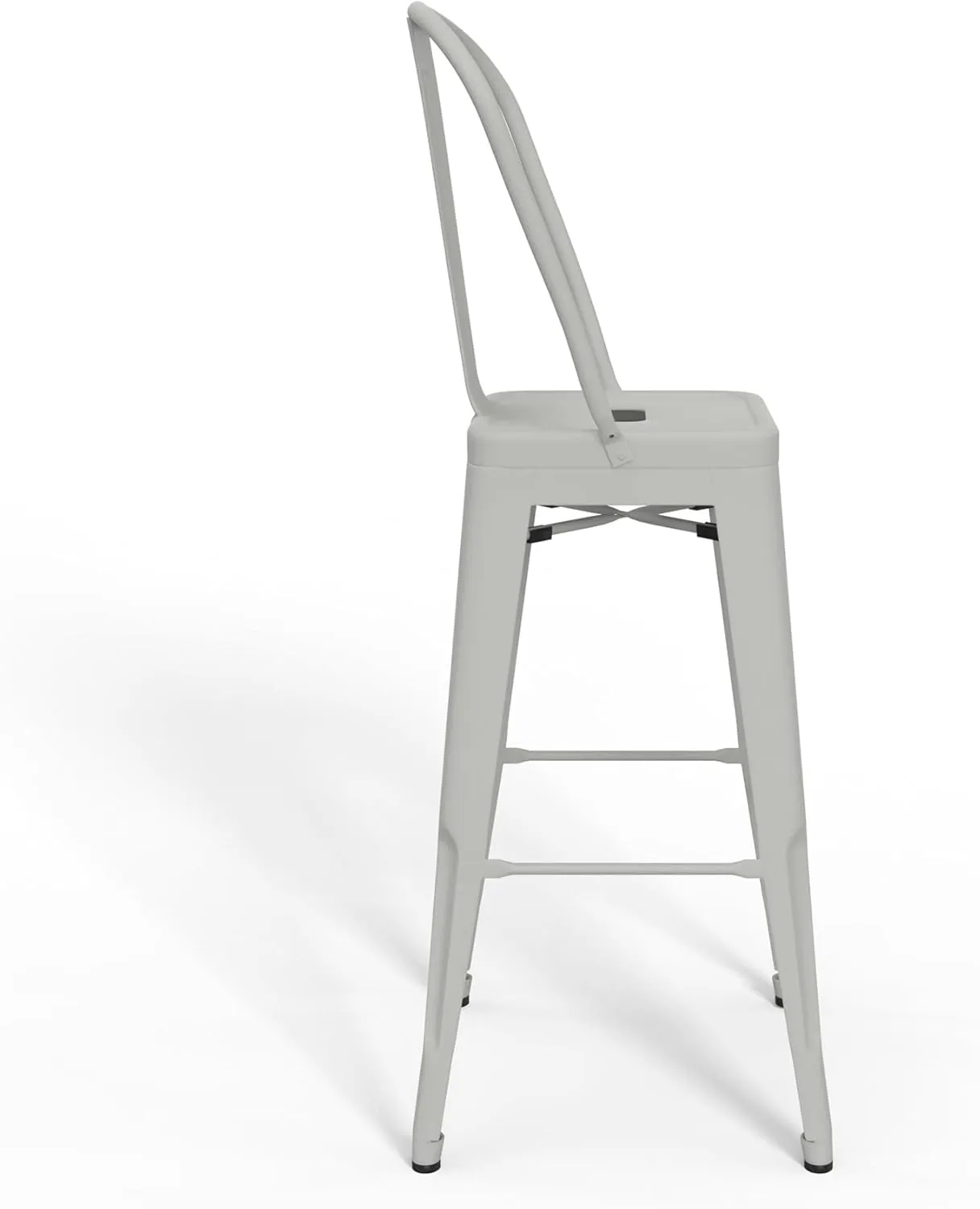 SIMPLIHOME Fletcher Industrial Metal 30 Inch Metal Bar Stool (Set of 2) in White, For the Dining Room and Kitchen