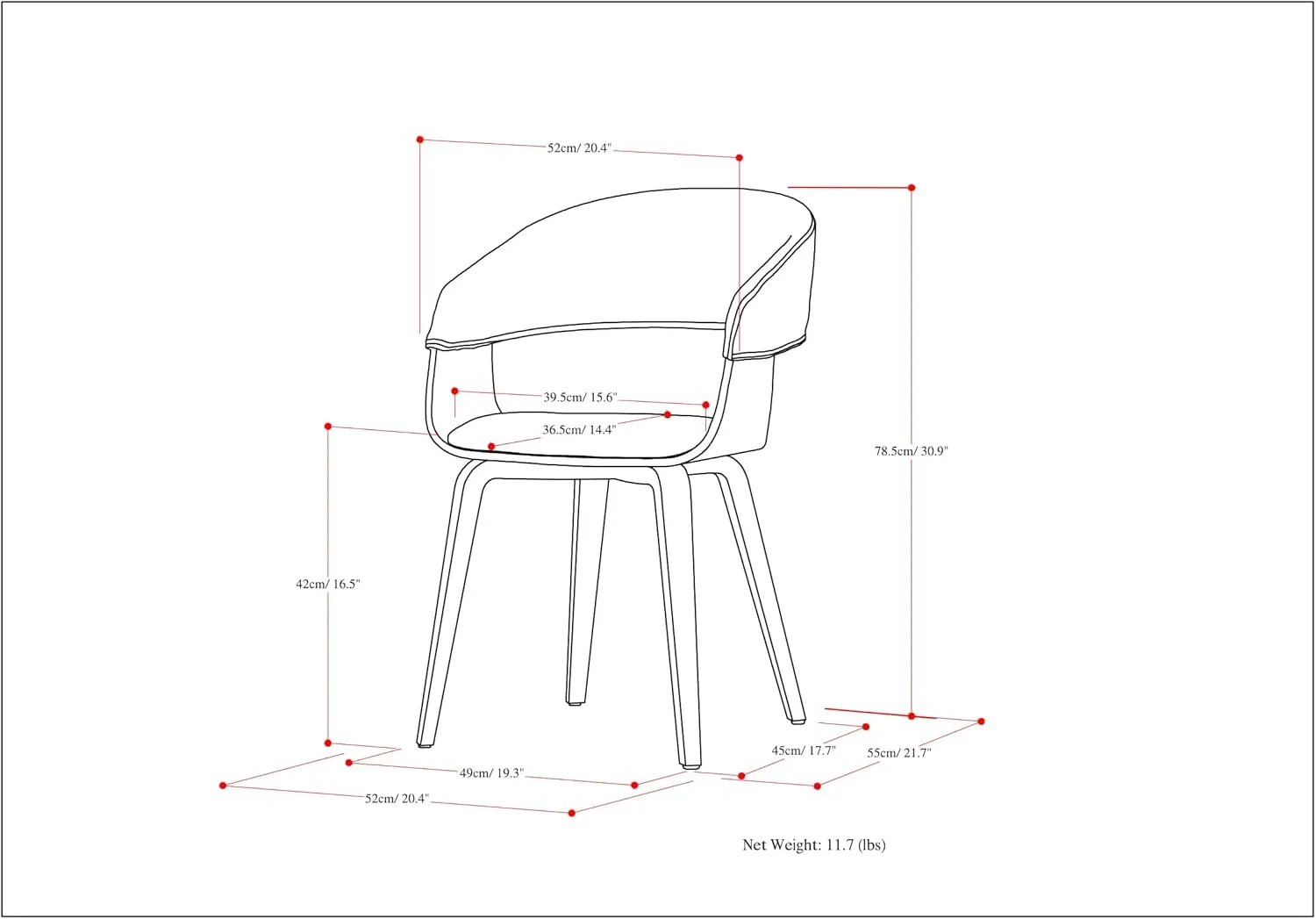 SIMPLIHOME Lowell Dining Chair in Stone Grey Vegan Faux Leather, 21.1 x 20.5 x 30.3 inches, Bentwood Frame, Modern Curved Design for Dining Room