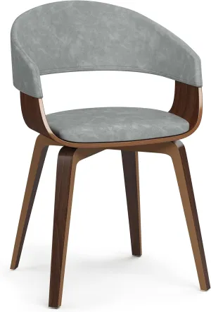 SIMPLIHOME Lowell Dining Chair in Stone Grey Vegan Faux Leather, 21.1 x 20.5 x 30.3 inches, Bentwood Frame, Modern Curved Design for Dining Room