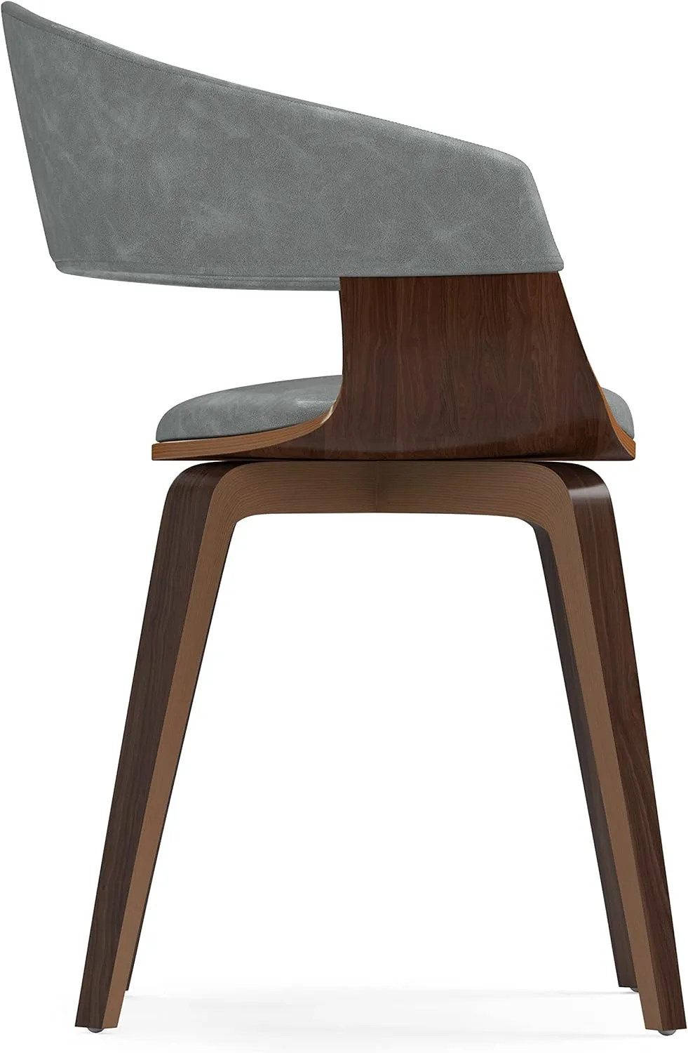SIMPLIHOME Lowell Dining Chair in Stone Grey Vegan Faux Leather, 21.1 x 20.5 x 30.3 inches, Bentwood Frame, Modern Curved Design for Dining Room