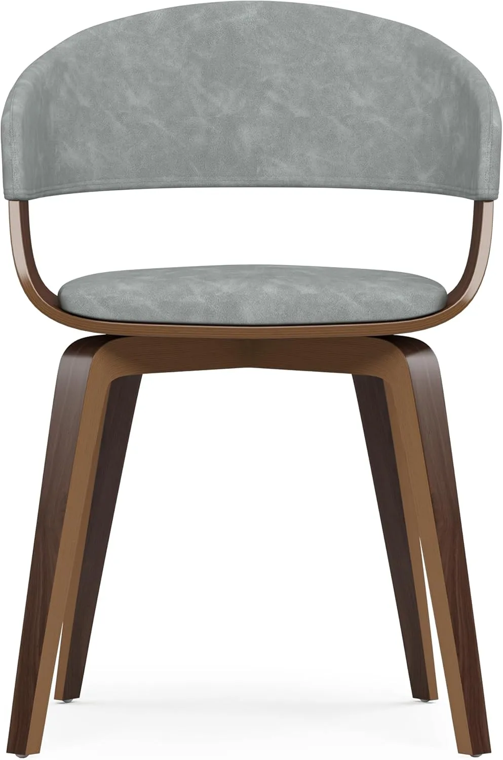 SIMPLIHOME Lowell Dining Chair in Stone Grey Vegan Faux Leather, 21.1 x 20.5 x 30.3 inches, Bentwood Frame, Modern Curved Design for Dining Room