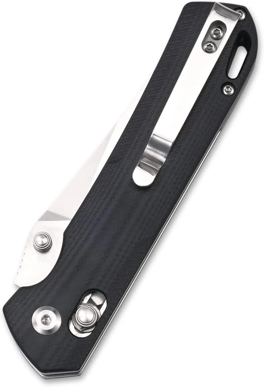 Sitivien ST124 Folding Knife, D2 Steel G10 Handle,Ball Bearing Pivot, Axis lock with Pocket Clip for Camping,Outdoor EDC Knife Tool-Black