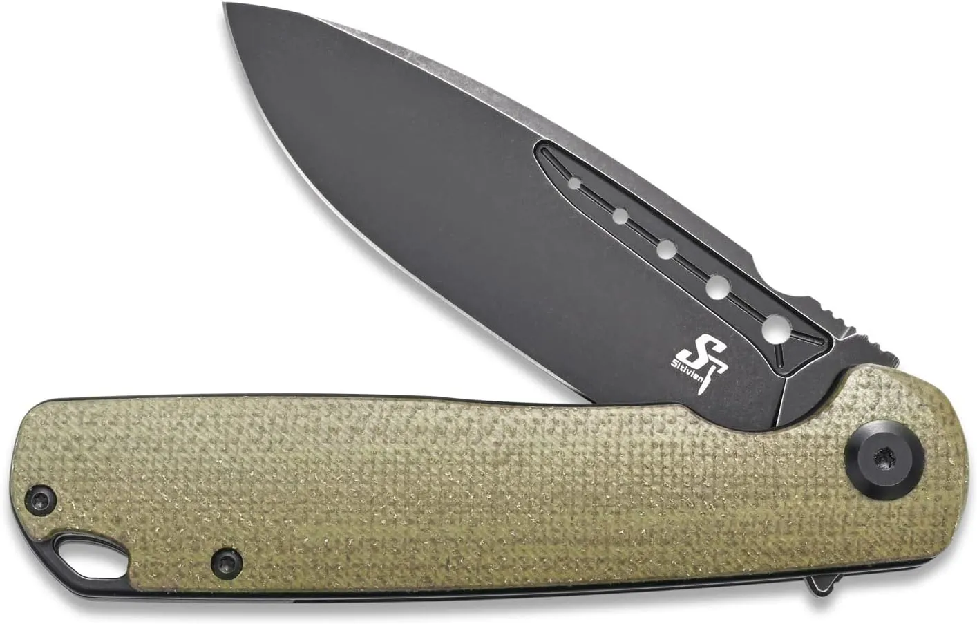 Sitivien ST131 Folding Knife,D2 Blade Micarta Handle EDC Tool Knife with Liner Lock for Outdoor Camping Hiking Fishing(Green)