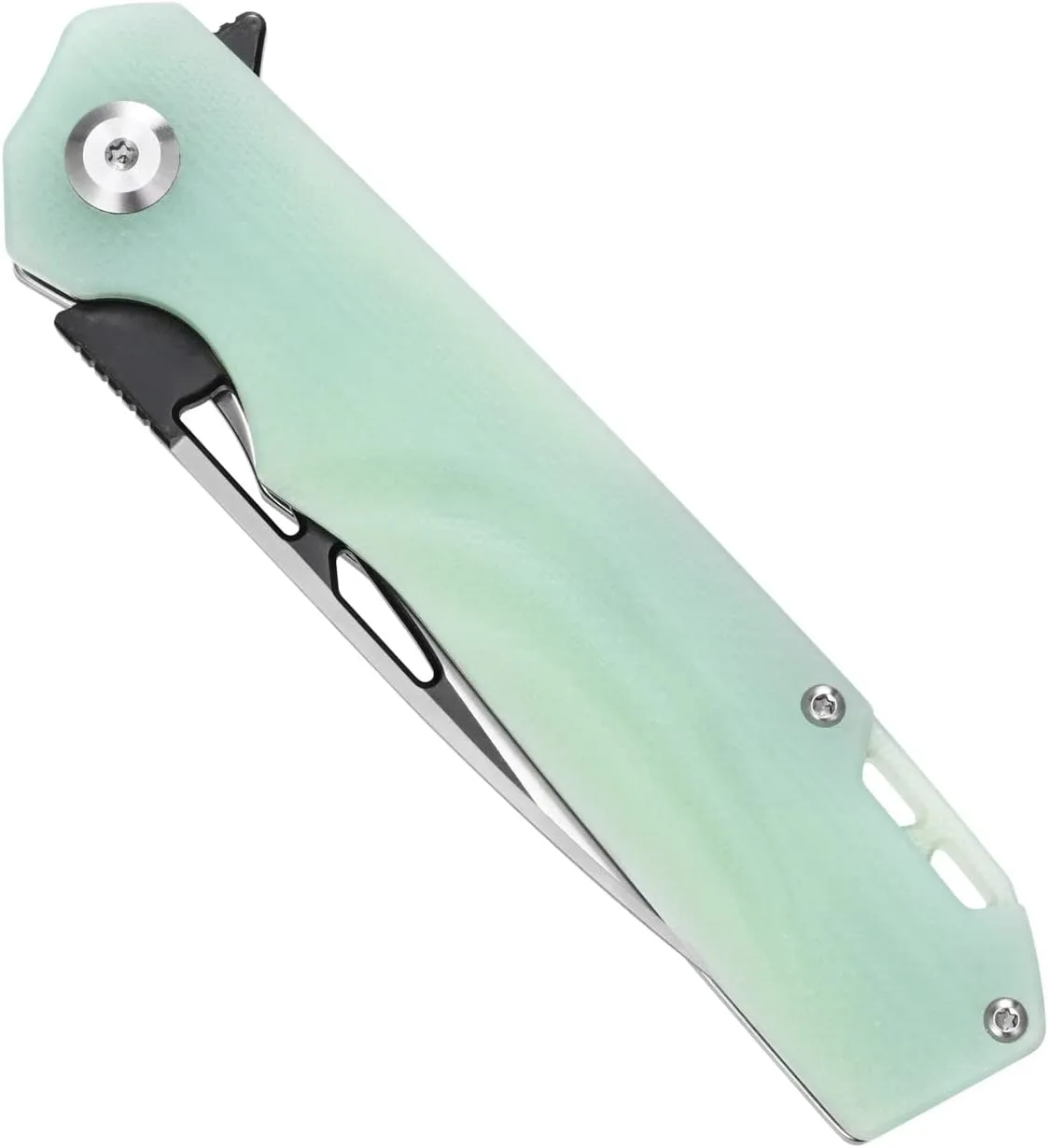 Sitivien ST141 Folding Knife,D2 Steel Blade G10 Handle Pocket Knife EDC Tool Knife for Survival, Hiking, Camping, Fishing(Jade)