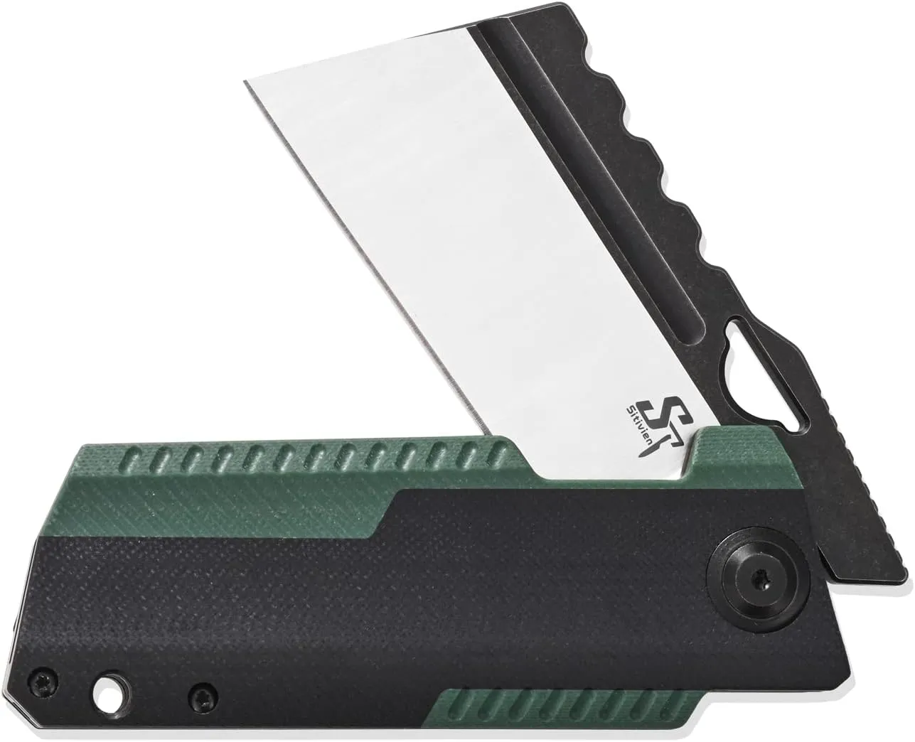 Sitivien ST155 Folding Knife,Sandvik 14C28N Steel Blade,G10 Handle EDC Tool Knife Pocket Knife for Fishing,Camping,Hiking(Black Green) …