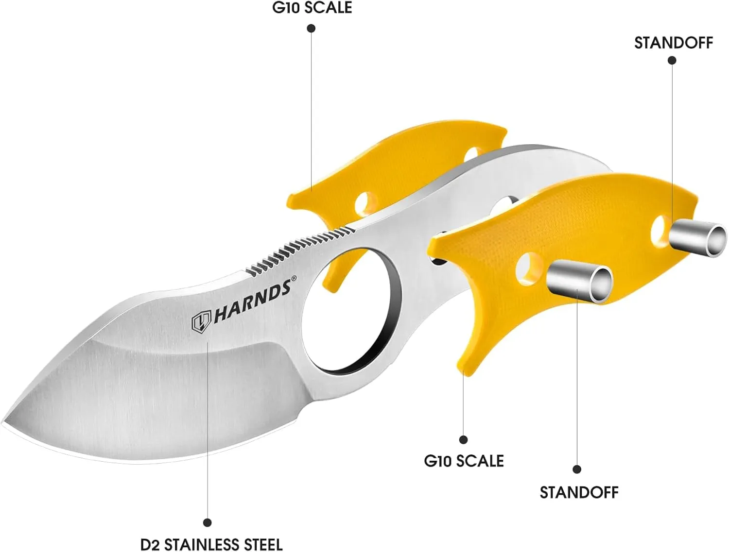 Small Fixed Blade Knife Full Tang Neck Camping Knife, EDC with D2 Steel Blade and G10 Handle for Fishing and Skinning Eggplant