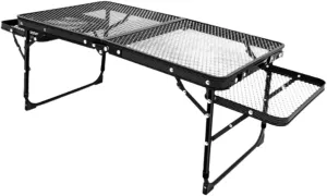 Small Folding Table Adjustable Height Grid with Mesh Desktop Folding Camping Table Barbecue Table for Travel Car Garden Beach Hiking camping table Wilderness camping table Outdoor camping tab