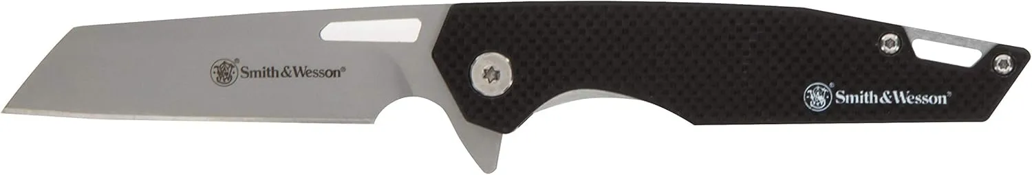 Smith & Wesson Sideburn 7.25in High Carbon S.S. Ultra Glide Folding Knife with 3in Wharncliffe Blade and G10 Handle for Outdoor, Tactical, Survival and EDC