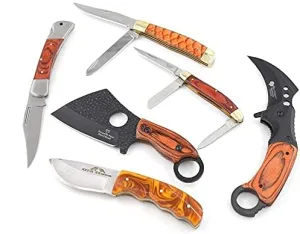 Snake Eye 6pc Tactical Set Full Tang Fixed Blade Knife Assisted Pocket Knife Folding Knife Tomahawk Throwing Axe 3pc Throwing Knives Gift Set (MIX)