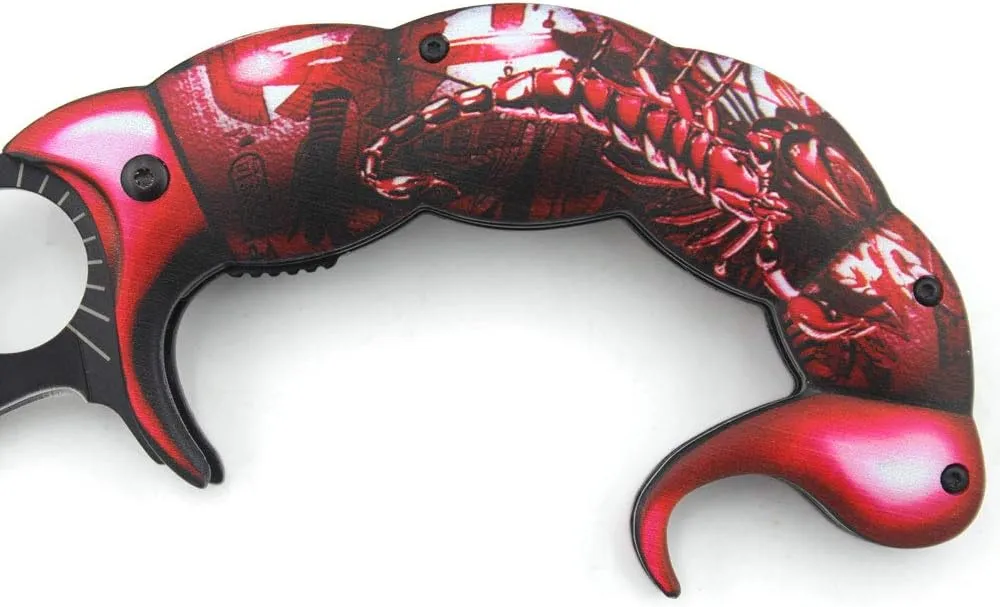 Snake Eye Everyday Carry Scorpion Style Ultra Smooth One Hand Opening Folding Pocket Knife - Ideal for Recreational Work Hiking Camping (Red)