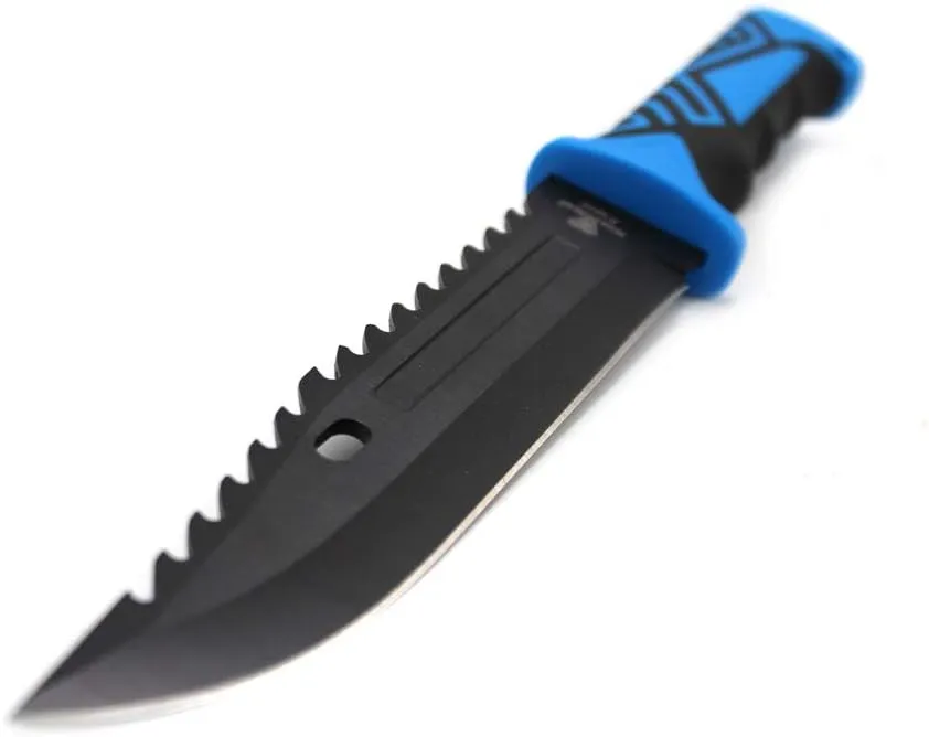 Snake Eye Tactical 12.5-Inches Ultimate Outdoors Survival Knife Fixed Blade Knife for Hunting, Fishing, Foraging, Camping, and Bushcraft Stainless Steel Knife With Nylon Sheath (Blue)