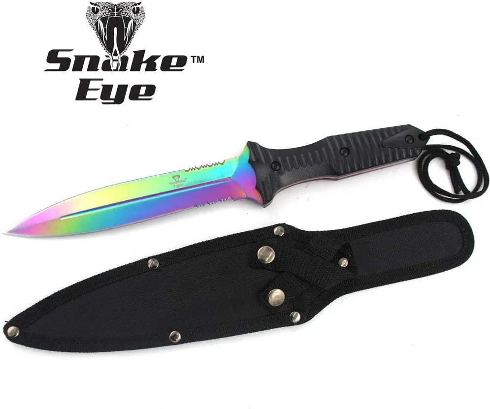 Snake Eye Tactical 12.5" Heavy Duty Full Tang U S A Military Marine Army Fixed Blade Hunting Knife w/Nylon Sheath