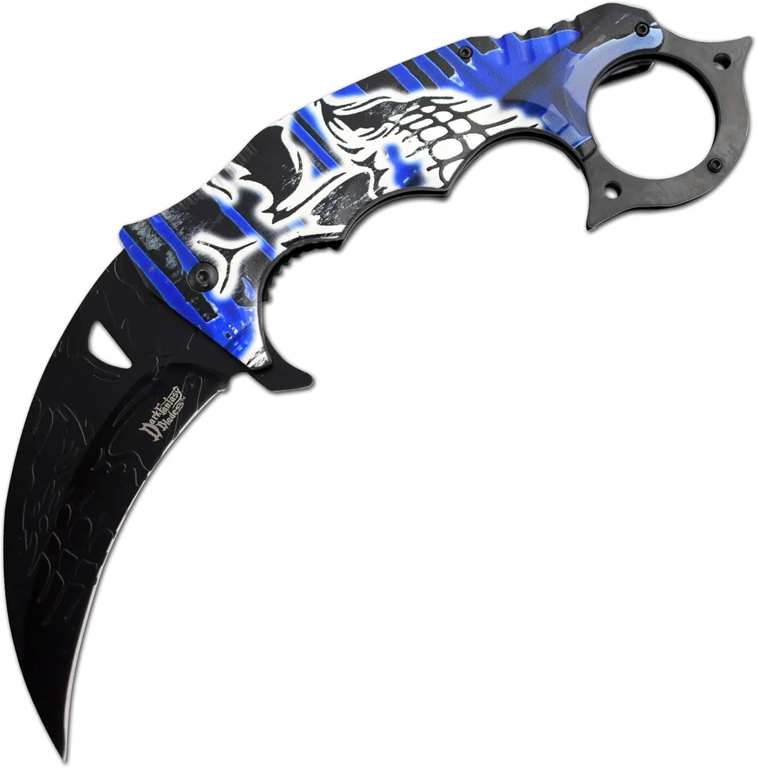 Snake Eye Tactical Dark Fantasy Blade-Jumbo Every Day Carry Folding-Knife (Blue)