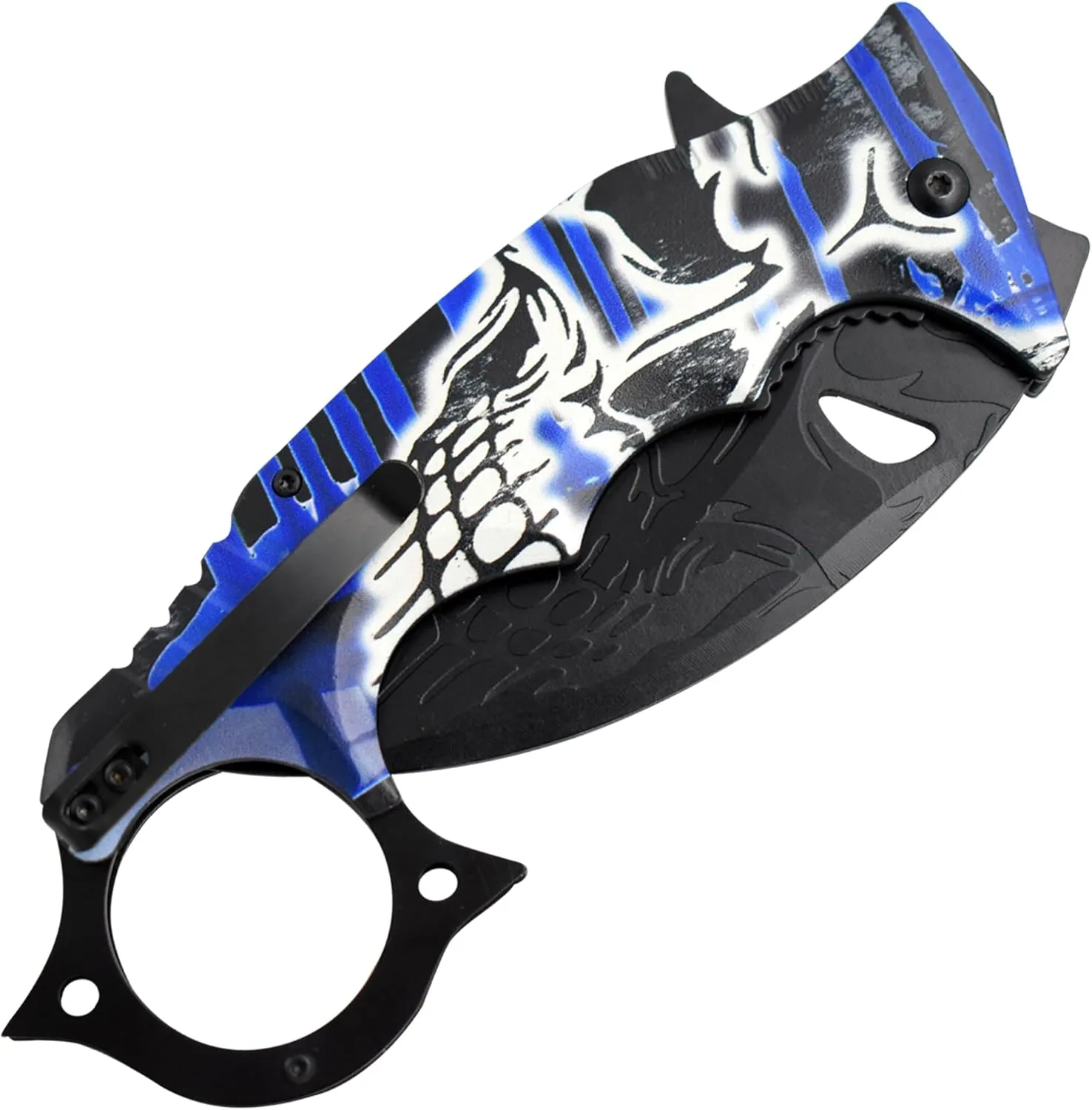 Snake Eye Tactical Dark Fantasy Blade-Jumbo Every Day Carry Folding-Knife (Blue)