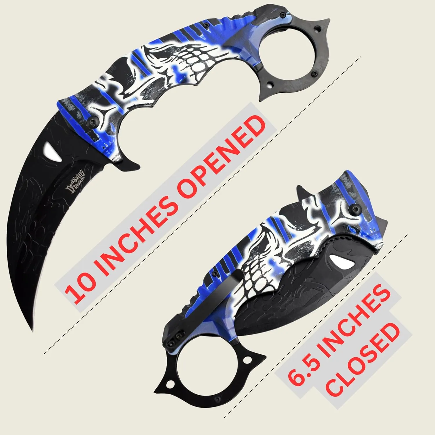 Snake Eye Tactical Dark Fantasy Blade-Jumbo Every Day Carry Folding-Knife (Blue)