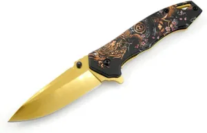 Snake Eye Tactical Everyday Carry Small Fantasy Design Color Coated Heavy Duty Folding Knife -Fantasy Handle