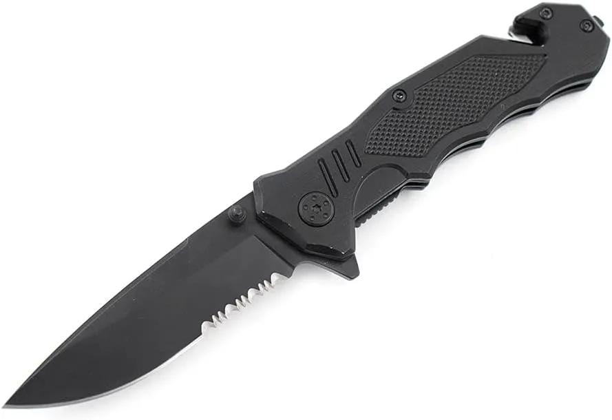 Snake Eye Tactical Triple Set Fixed Blade Mini Huntsman Folding Knife Outdoors Hunting Camping Fishing Self Defense (Black)