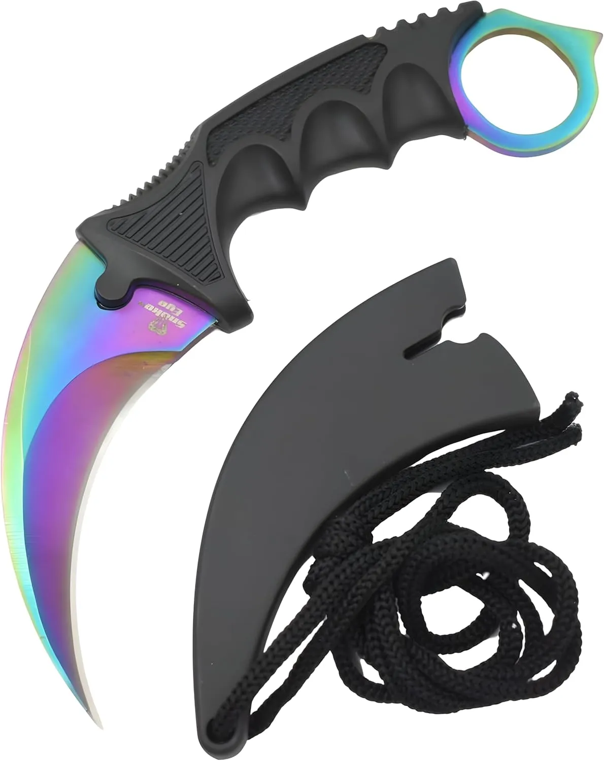 Snake Eye Tactical Triple Set - Karambit,Mini Huntsman Hunting Knife - Outdoors Hunting Camping Fishing (Rainbow)