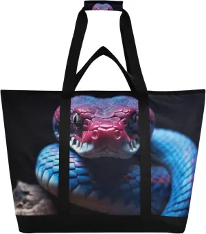 Snake Reusable Insulated Cooler Bag with Ice Pack Compartment - Large 47L Waterproof Thermal Grocery Tote for Picnic Beach Camping Lunch Storage