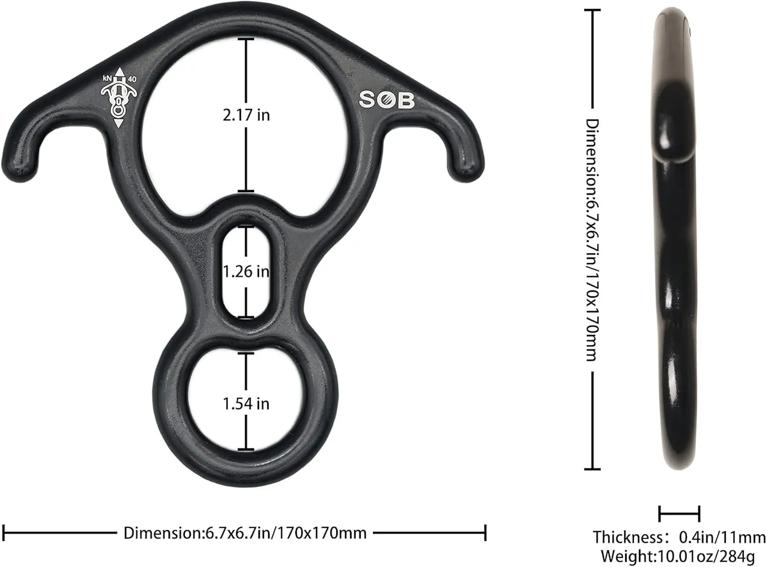 SOB Rescue Figure 8 Descender Belaying Belay Device Rock Climbing Rappelling Gear Aluminum Magnesium Alloy for Climbing,High Rescue,Mountaineering