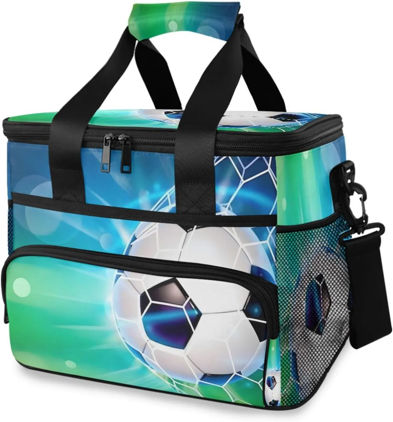 Soccer Goal Football Cooler Bag Insulated Cooler Soft Sided Cooler 24 Can Portable Picnic Bag Large Leakproof Lunch Bag Box for Beach Grocery Camping Travel Car Men Women