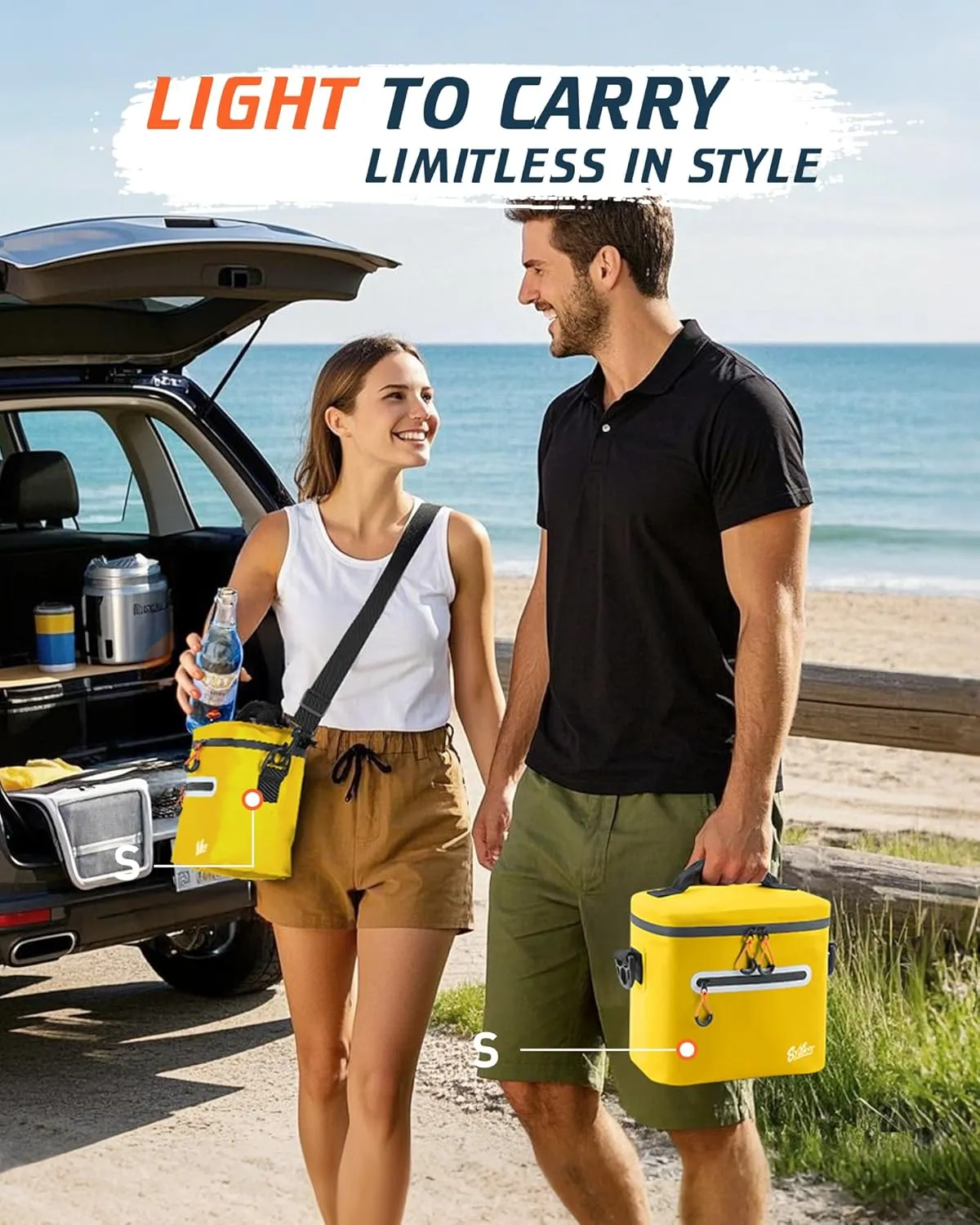 Soft-Sided Cooler Bag, 7/16/30 Can Portable Ice Chest Box, Waterproof, Leak-Proof, Insulated Cooler for Lunch, Beach, Drink, Beverage, Travel, Camping, Picnic