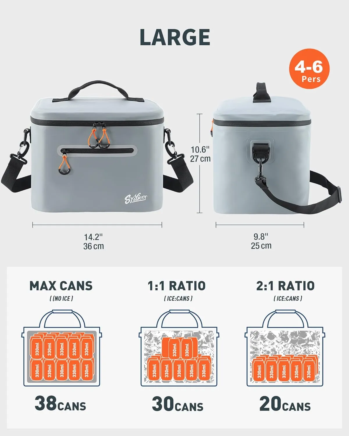 Soft-Sided Cooler Bag, 7/16/30 Can Portable Ice Chest Box, Waterproof, Leak-Proof, Insulated Cooler for Lunch, Beach, Drink, Beverage, Travel, Camping, Picnic