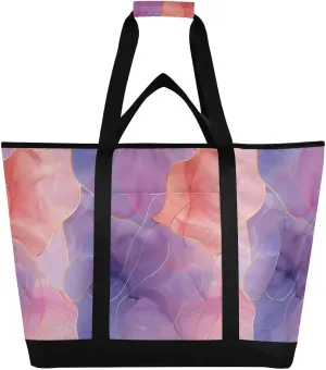 Soft Sided Cooler Bag Hot or Cold Carrier Thermal Insulation Collapsible Soft Cooler for Shopping Food Travel Beach Camping Marble Grain