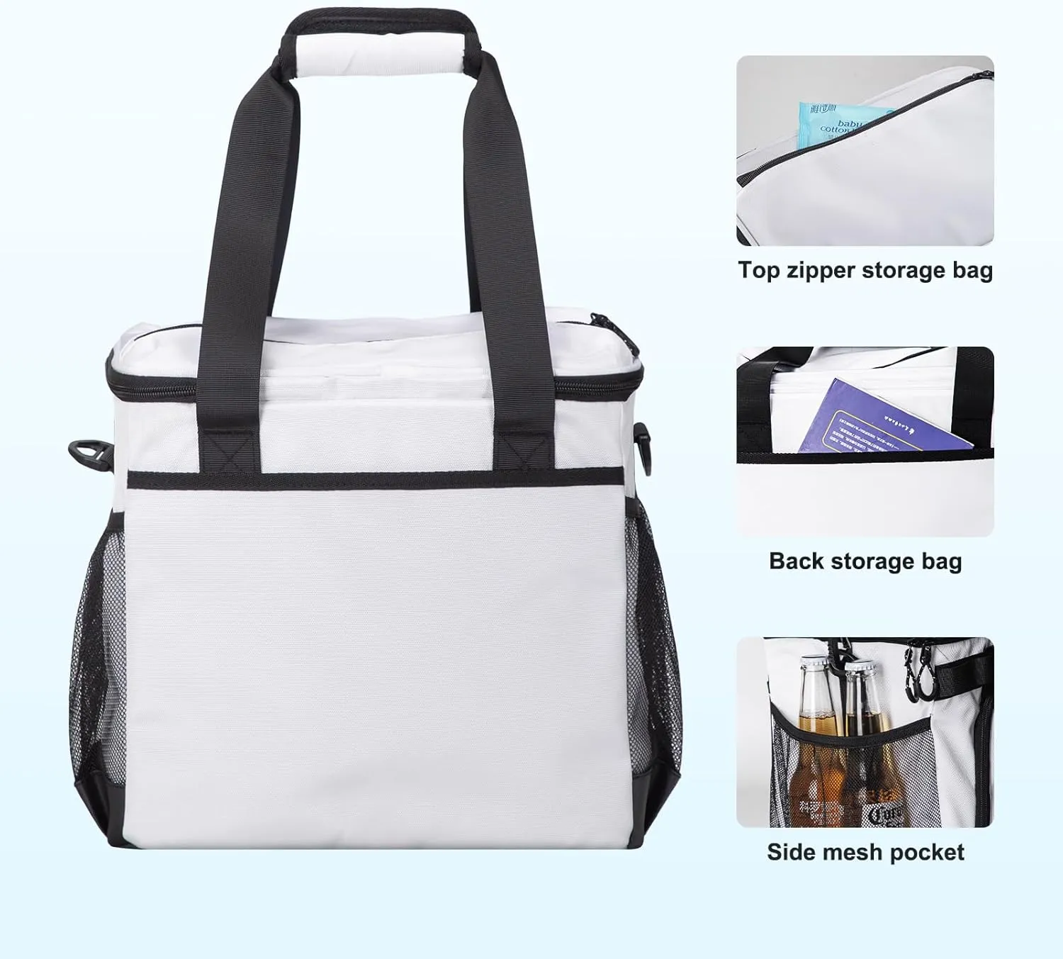 Soft Travel Coolers Bags Insulated Cooling 16hour for Camping Hiking Beach Travel Soft Sided Insulated Cooler Bag 24/48Cans for Women Men