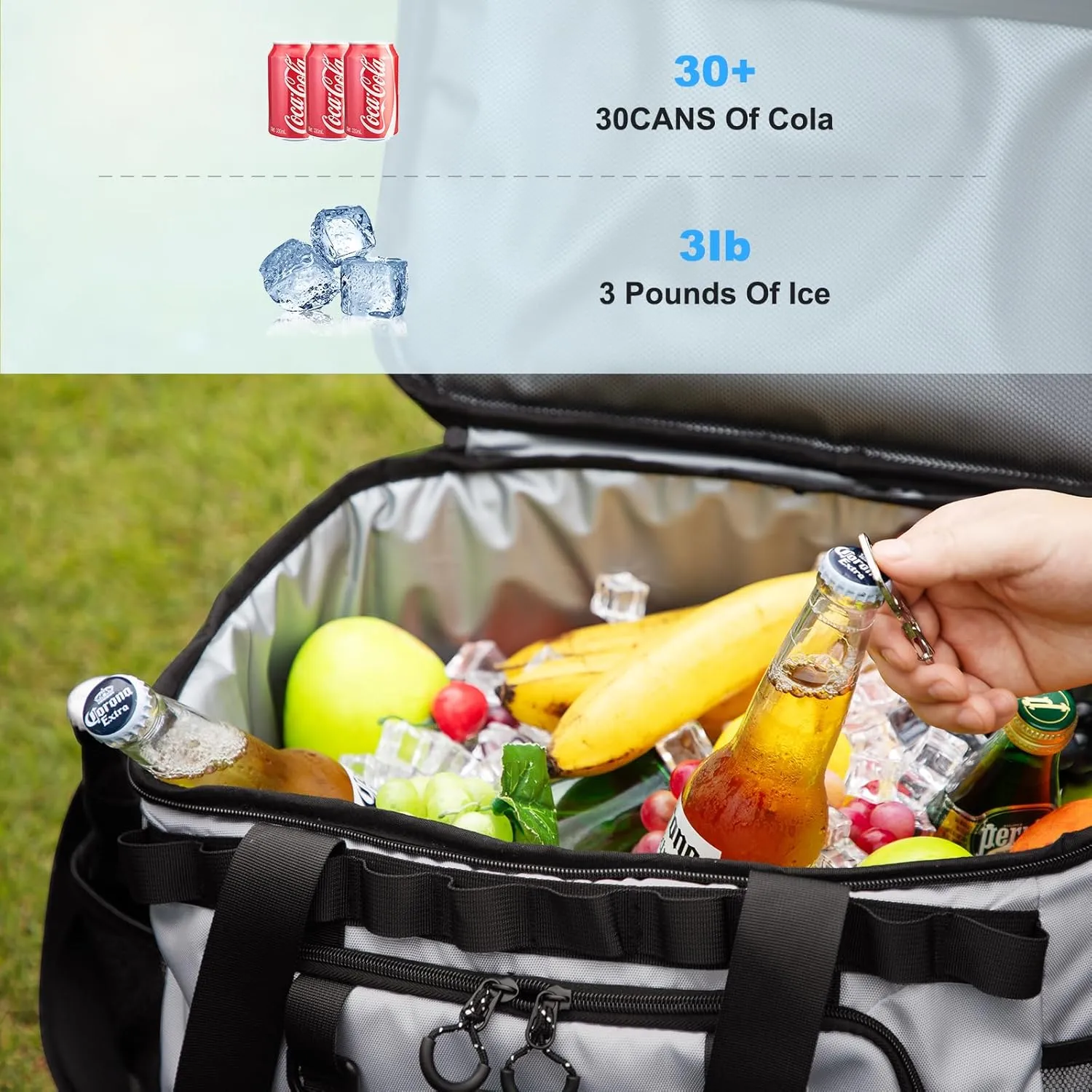 Soft Travel Coolers Bags Insulated Cooling 16hour for Camping Hiking Beach Travel Soft Sided Insulated Cooler Bag 24/48Cans for Women Men