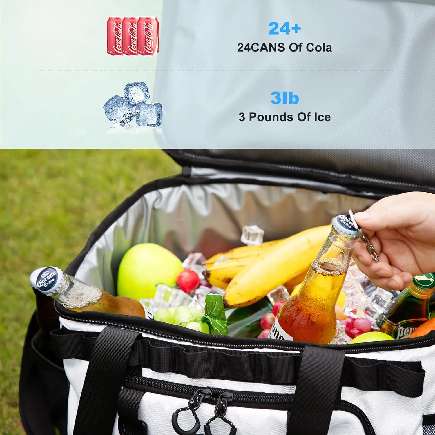 Soft Travel Coolers Bags Insulated Cooling 16hour for Camping Hiking Beach Travel Soft Sided Insulated Cooler Bag 24/48Cans for Women Men