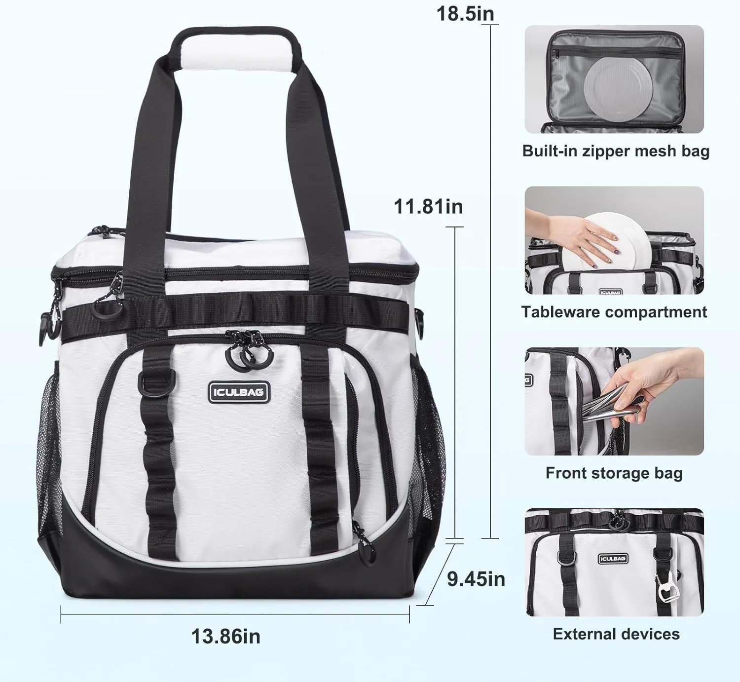 Soft Travel Coolers Bags Insulated Cooling 16hour for Camping Hiking Beach Travel Soft Sided Insulated Cooler Bag 24/48Cans for Women Men