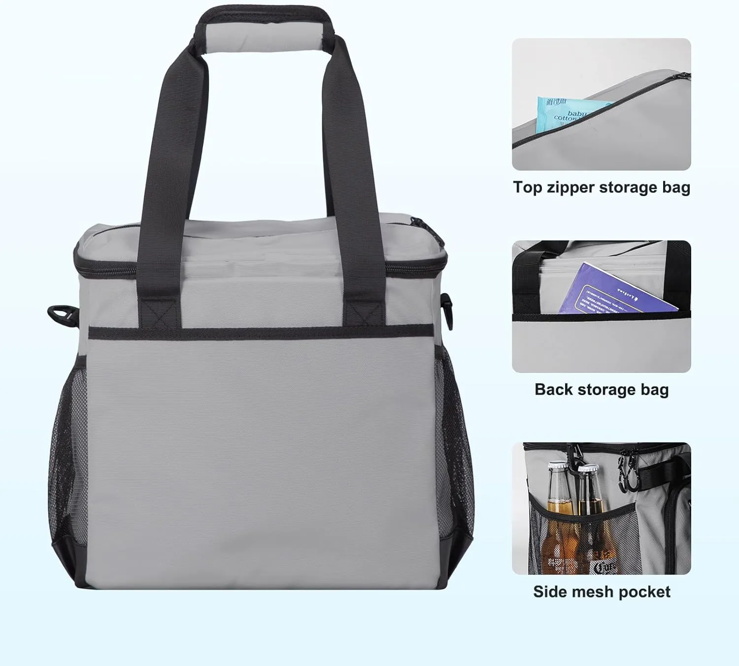 Soft Travel Coolers Bags Insulated Cooling 16hour for Camping Hiking Beach Travel Soft Sided Insulated Cooler Bag 24/48Cans for Women Men