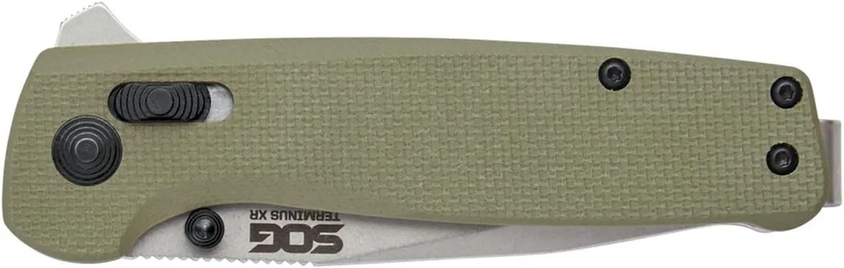 SOG Terminus XR G10 Daily Carry Rugged EDC Ambidextrous Pocket Folding Knives | G10 Handle | Wear-Resistant D2 Steel Blade