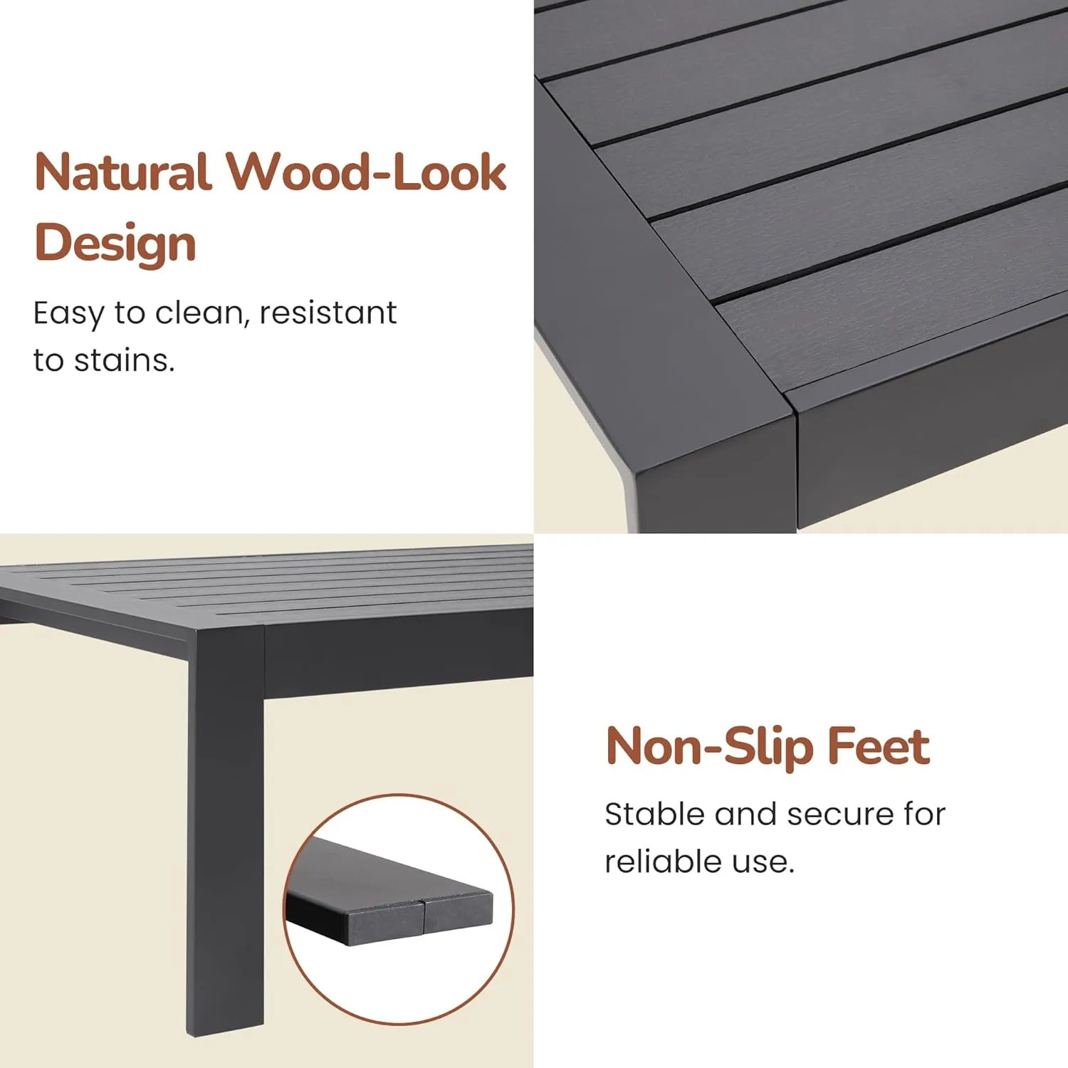 Solaste Aluminum Patio Furniture Set, 5 Seats Modern Outdoor Conversation Set Outdoor Furniture Set with Upgrade Cushion and Coffee Table,Dark Grey