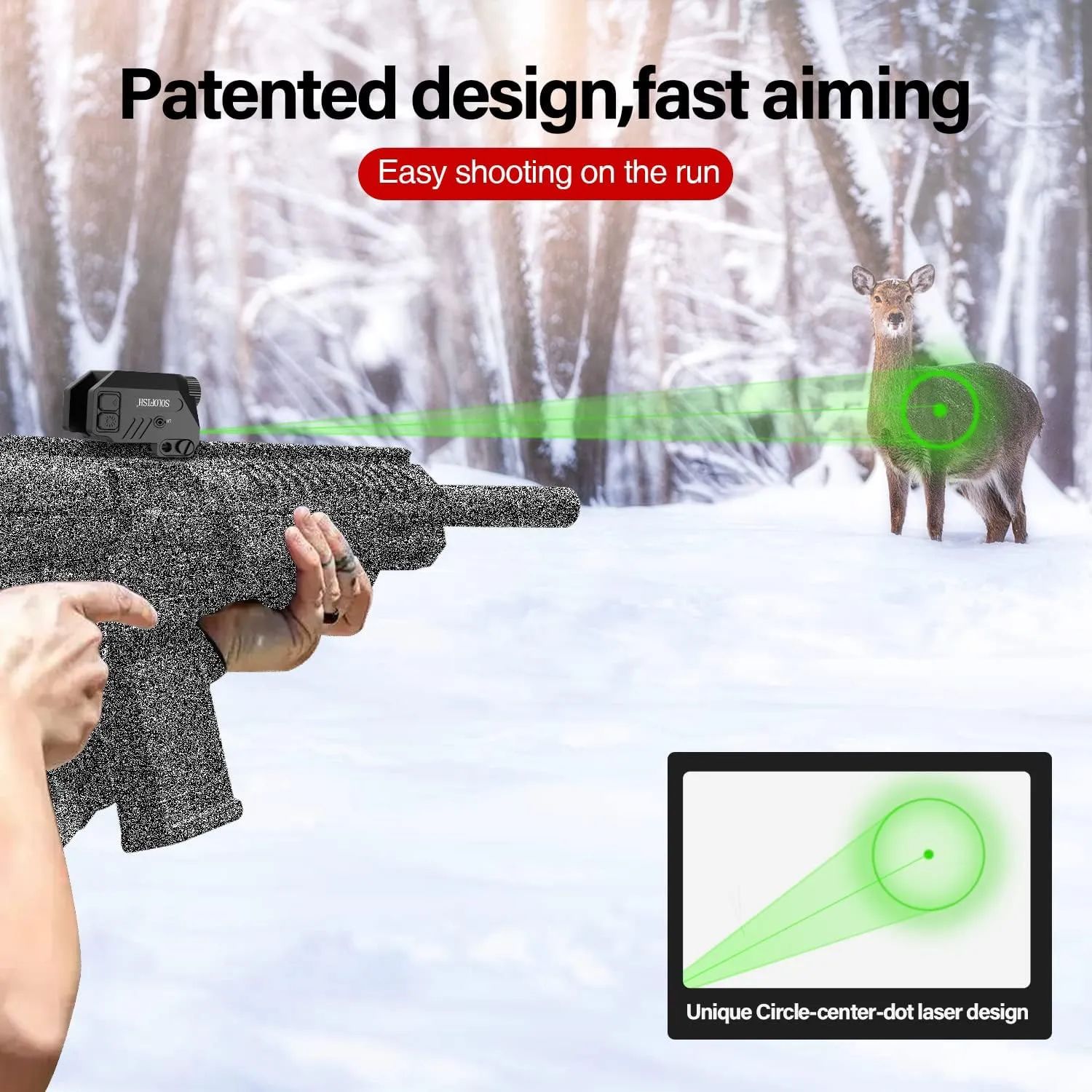 SOLOFISH 500lm Pistol Light and Purple/Infrared (IR)/Green Blue Beam Combo, Rechargeable Aluminum Weapon Light and Beams for Guns with a Rail