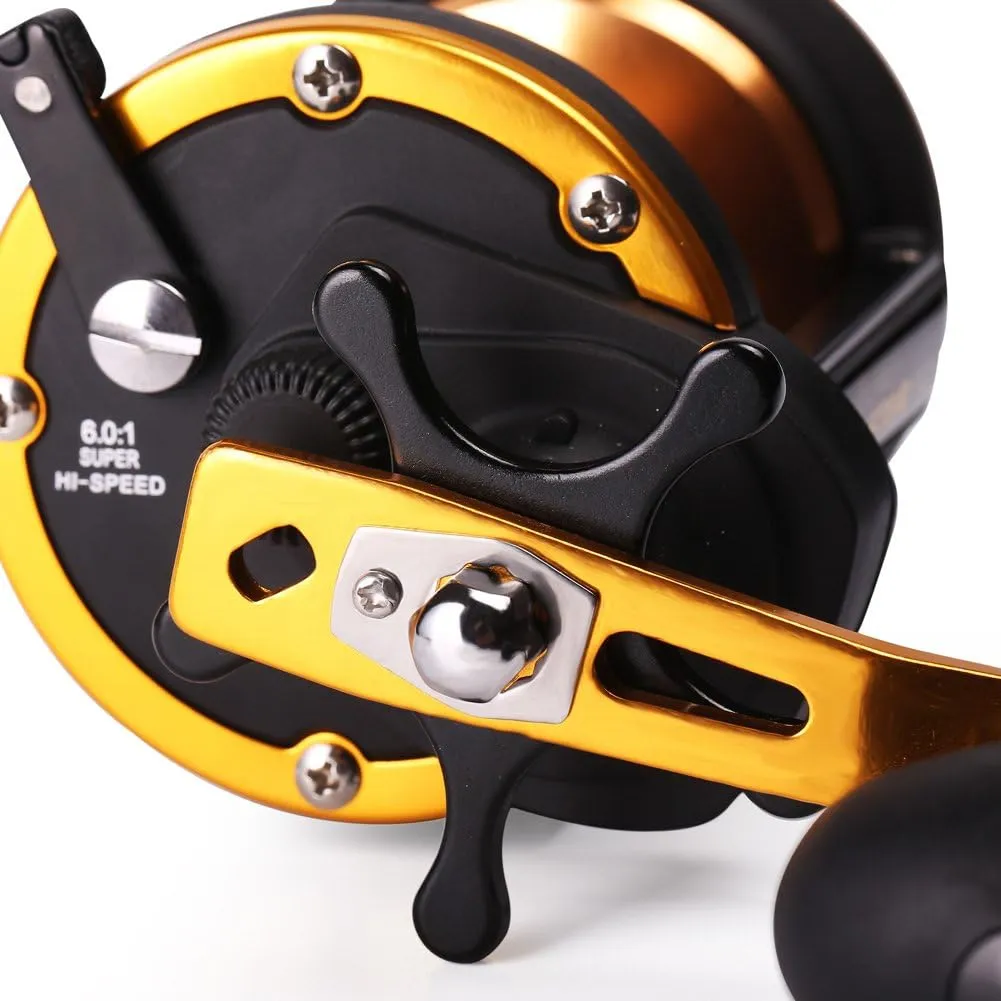 Sougayilang Conventional Reel Trolling Fishing Reel Powerful Drag Fishing Reel for Saltwater Big Game