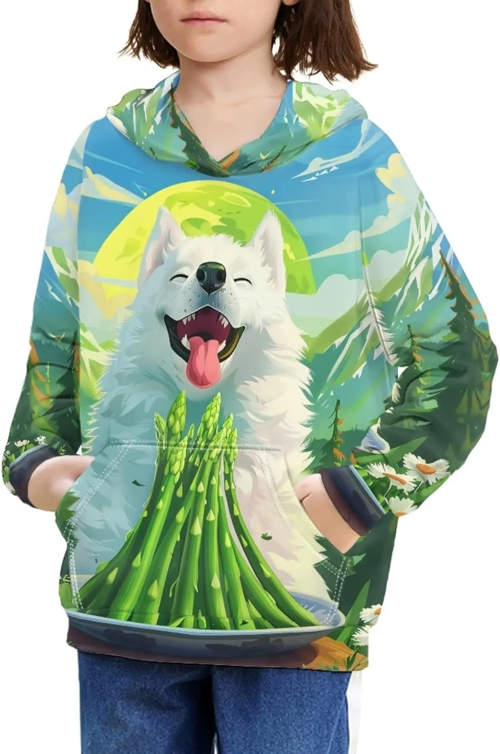 Spring Fall Soft Comfy Girls Pullover Sweatshirt Boys Hoodie with Front Pocket Kids Cute Graphic Sweatshirts