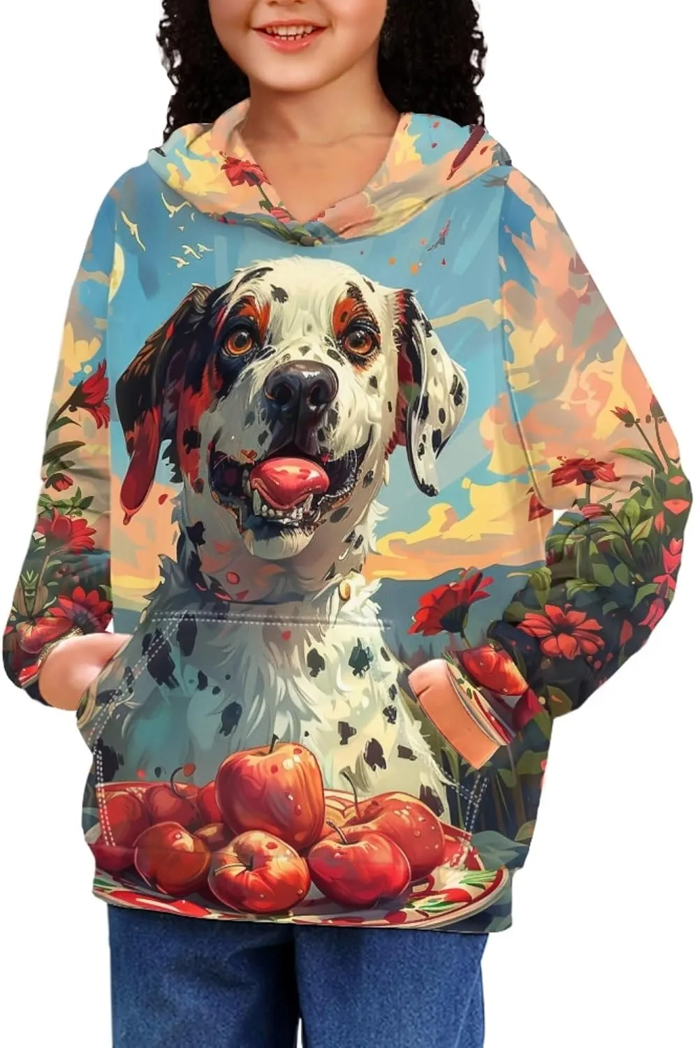 Spring Fall Soft Comfy Girls Pullover Sweatshirt Boys Hoodie with Front Pocket Kids Cute Graphic Sweatshirts