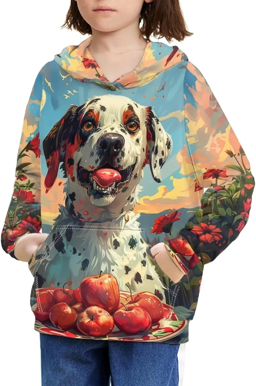 Spring Fall Soft Comfy Girls Pullover Sweatshirt Boys Hoodie with Front Pocket Kids Cute Graphic Sweatshirts
