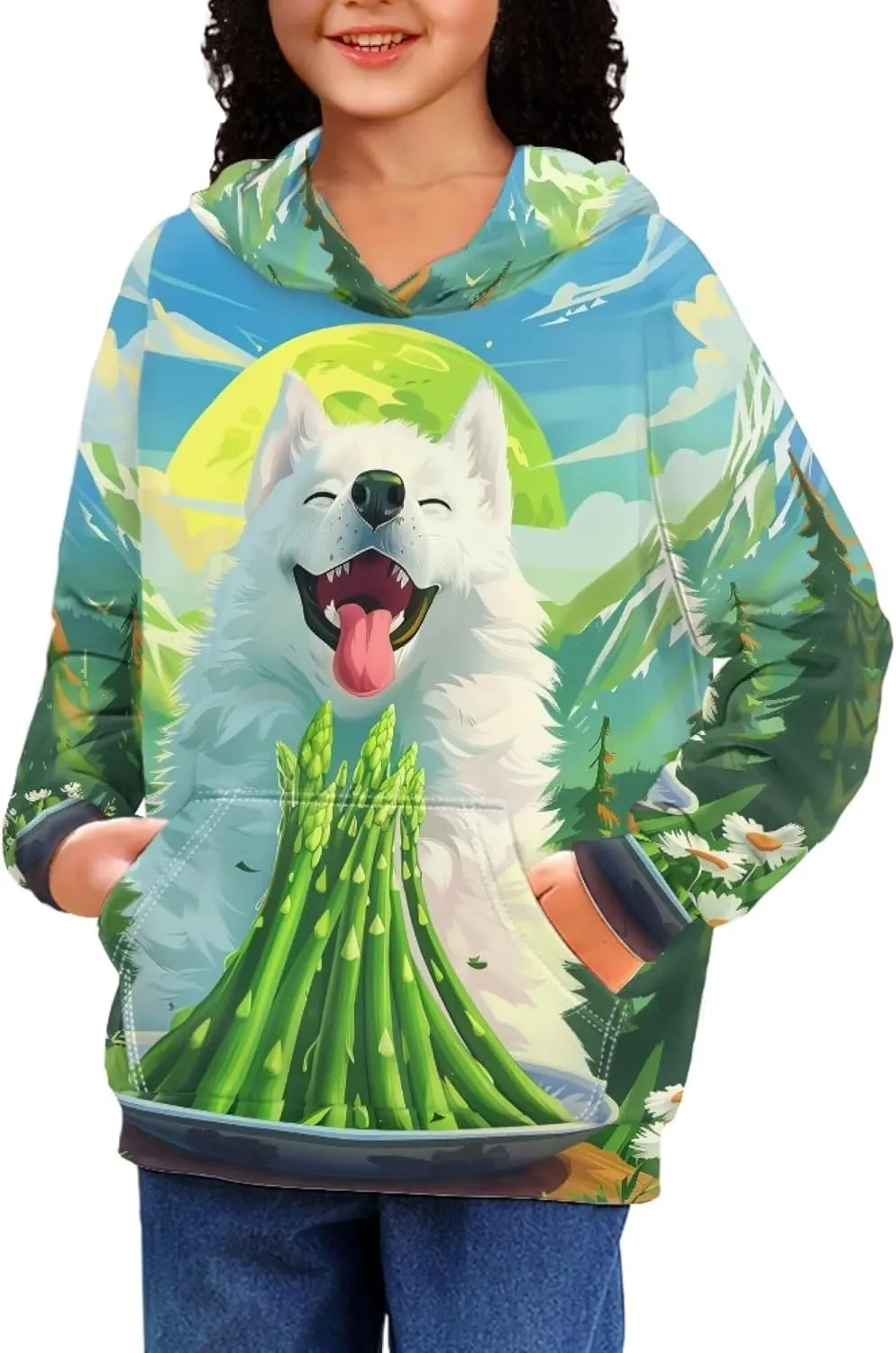 Spring Fall Soft Comfy Girls Pullover Sweatshirt Boys Hoodie with Front Pocket Kids Cute Graphic Sweatshirts