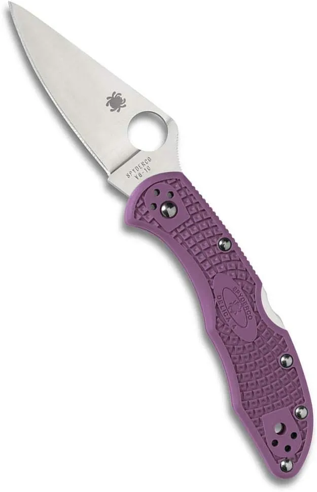 Spyderco Delica 4 Lightweight 7.15" Signature Folding Knife with 2.90" Flat-Ground Steel Blade and High-Strength FRN Handle - PlainEdge Grind