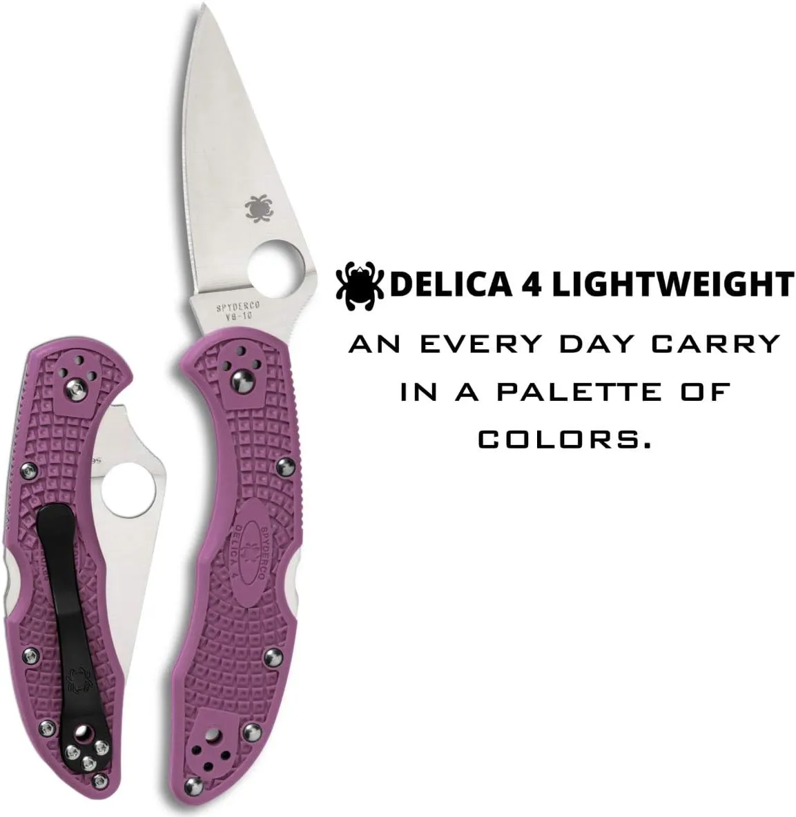 Spyderco Delica 4 Lightweight 7.15" Signature Folding Knife with 2.90" Flat-Ground Steel Blade and High-Strength FRN Handle - PlainEdge Grind