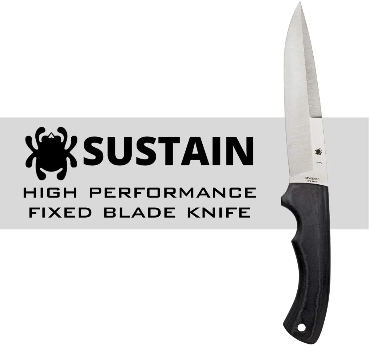 Spyderco FB39GP Sustain G-10 Black Handle PlainEdge Fixed Blade Knife