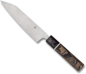 Spyderco K16GPBNBK Carter Itamae Funayuki Super Blue/SUS410 Burl G10 Plain Edge Kitchen Knife