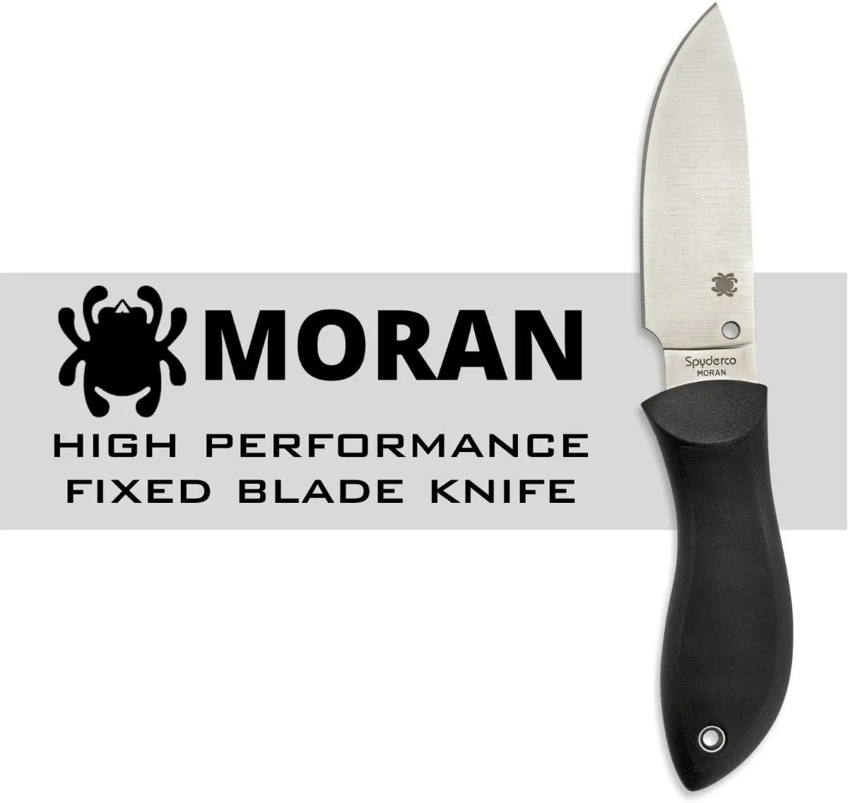 Spyderco Moran 3.92" Plain Fixed Blade Black Handle Pocket Knife (FB01P)