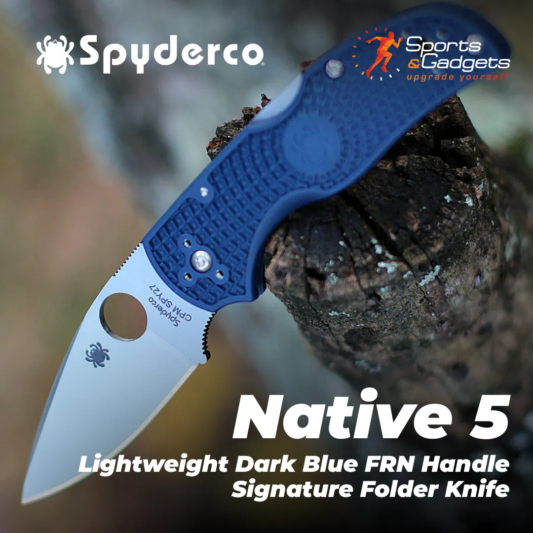 Spyderco Native 5 Lightweight Dark Blue CPM S110V Plain Edge Folding Pocket Knife (C41PDBL5)